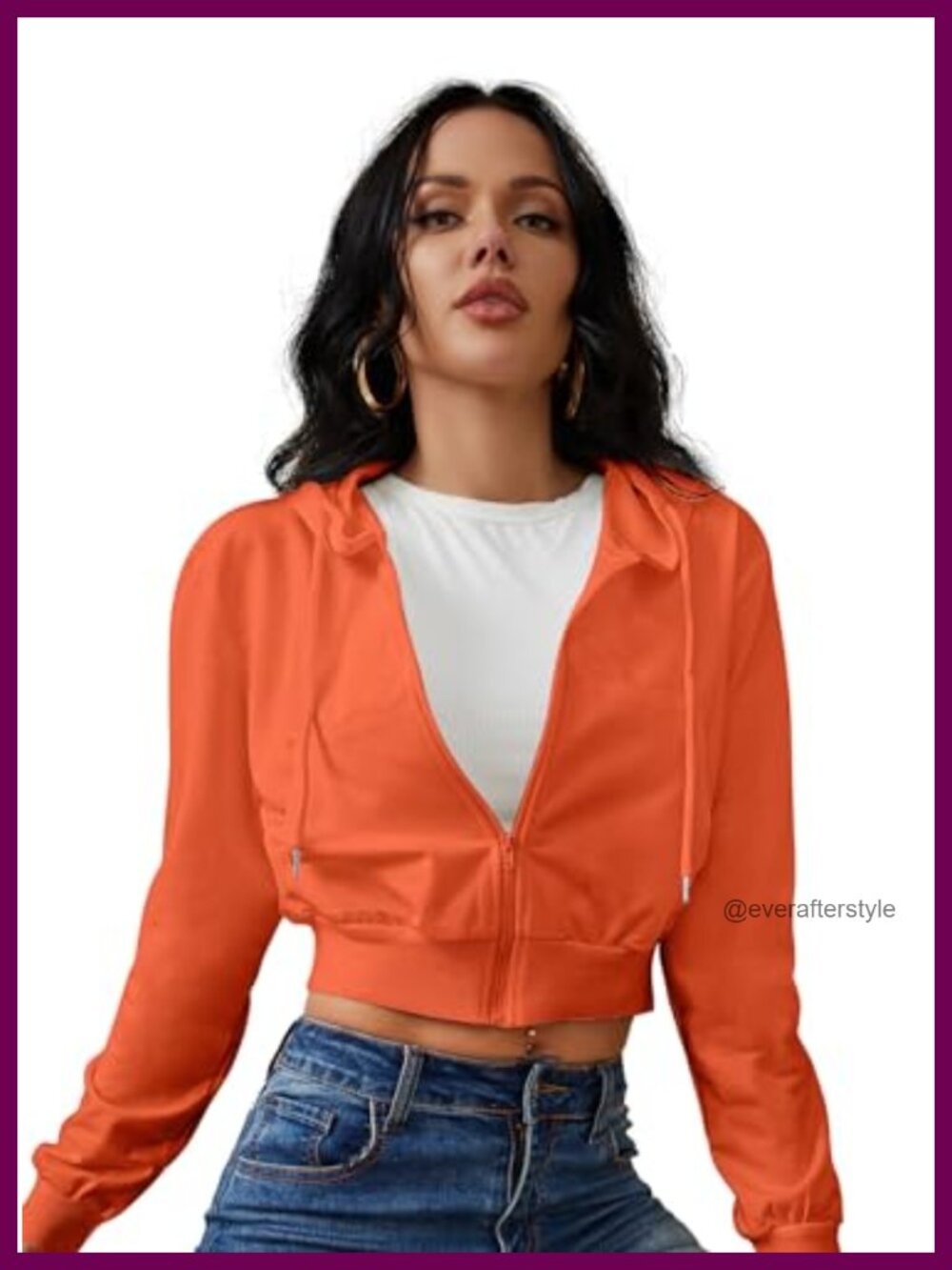Women's Zip Up Cropped Hoodie Drawstring Hooded Sweatshirt Casual Long Sleeve